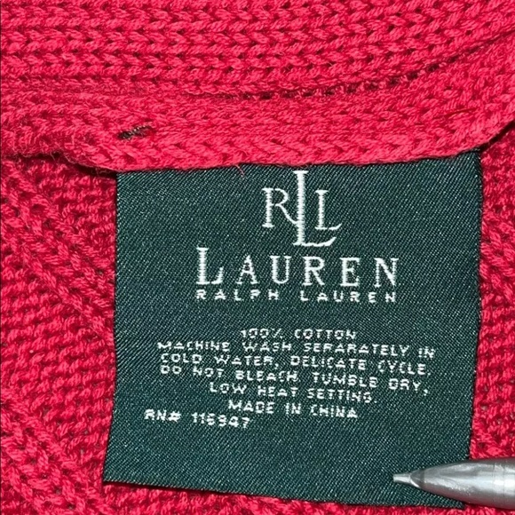 Polo Ralph Lauren Cable Knit Sweater Blanket Red 69x48 Inches - Picture 3 of 3